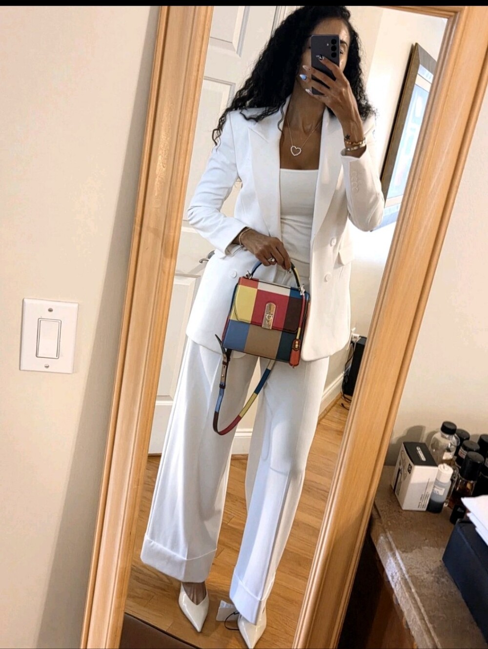 Express White Double Breasted Hourglass Blazer & Pantsuit-Retail $250-NWT-banana - Picture 7 of 11